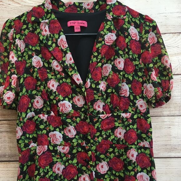 BETSEY JOHNSON DRESS IN ROSE PRINT - Picture 6 of 7